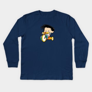 Bobby On His Bike Kids Long Sleeve T-Shirt